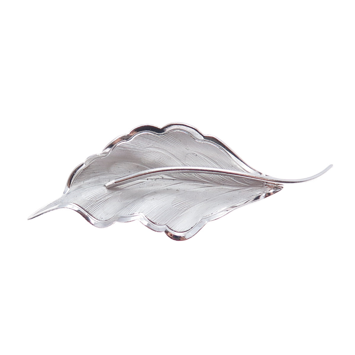 WELLS 925 Sterling Silver Vintage Floral Leaf Pin Brooch