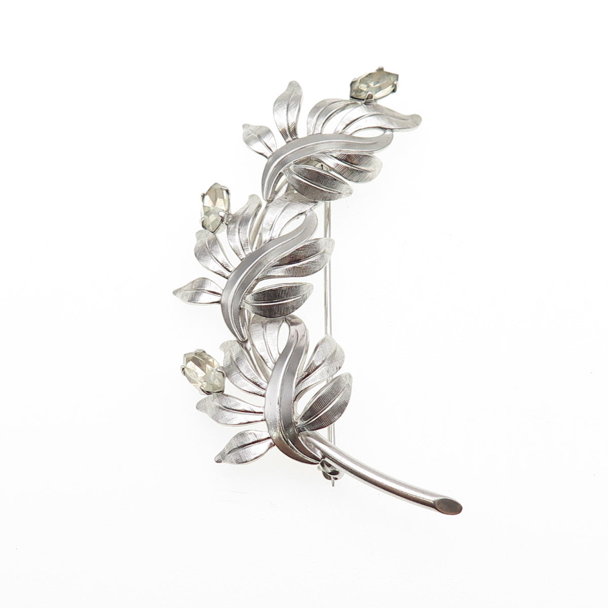 A&Z HAYWARD 925 Sterling Silver Antique Art Deco Rhinestone Floral Pin Brooch