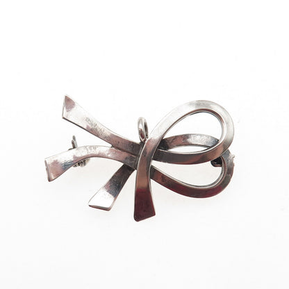 S. Christian Fogh Sterling Silver Vintage Denmark Modernist Ribbon Pin Brooch