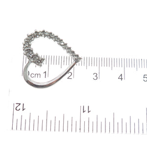 CHARLES WINSTON 925 Sterling Silver Real Round-Cut Diamond Heart Slide Pendant