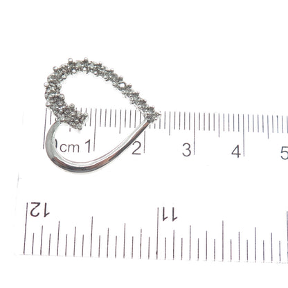 CHARLES WINSTON 925 Sterling Silver Real Round-Cut Diamond Heart Slide Pendant