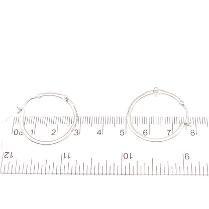 Sun 925 Sterling Silver 10K Gold Real Round-Cut Diamond Cross Hoop Earrings