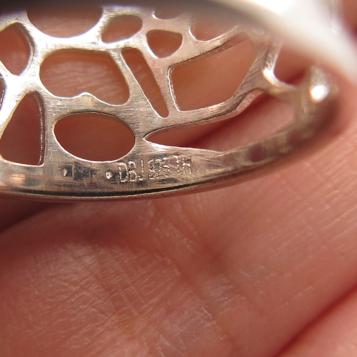 925 Sterling Silver DBJ Cutout Wide Band Ring Size 5.25