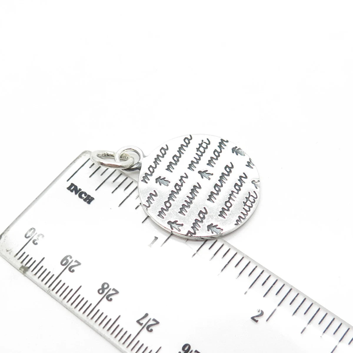 925 Sterling Silver Vintage "mama mama mama" Round Medal Pendant