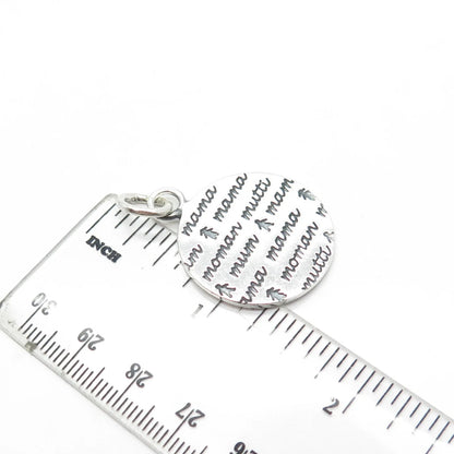 925 Sterling Silver Vintage "mama mama mama" Round Medal Pendant