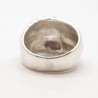 925 Sterling Silver Vintage Ribbed Wide Wrapped Ring Size 7.25
