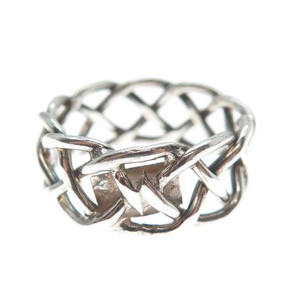 925 Sterling Silver Vintage Mexico Woven Band Ring Size 9