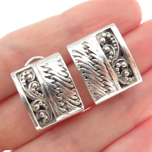 LOIS HILL 925 Sterling Vintage Granulated Signature Scroll Omega Back Earrings