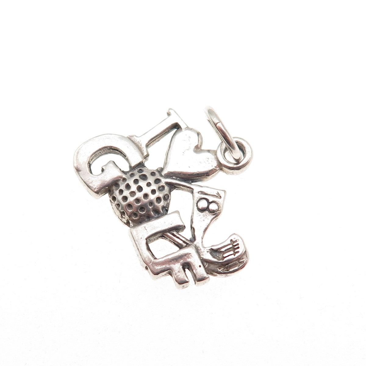 Sundancer 925 Sterling Silver Vintage I Love Golf Mini Charm Pendant