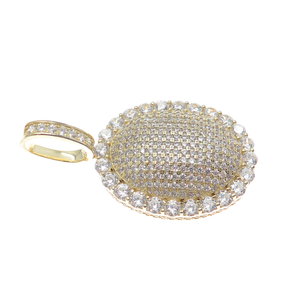 DESIGNS BY YAGI 925 Sterling Gold Plated Round-Cut Shaped C Z Sparkle Pendant