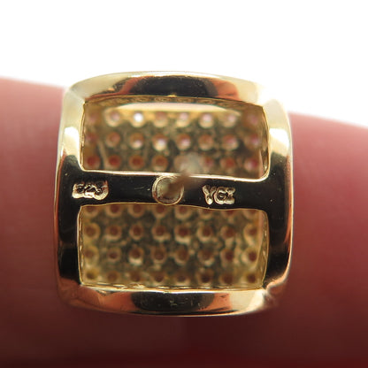 925 Sterling Silver Gold Plated Round-Cut C Z Arch Square Stud Earrings