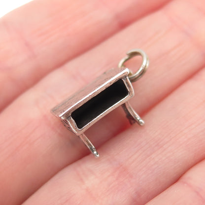 925 Sterling Silver Vintage School Desk Oxidized 3D Mini Charm Pendant