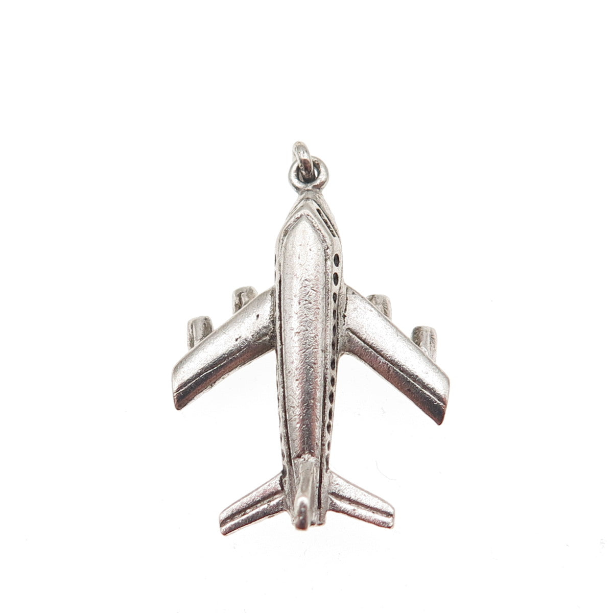 925 Sterling Silver Vintage Airplane 3D Charm Pendant