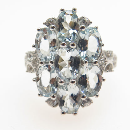 DBJ DEE BERKLE 925 Sterling Silver Real Light Blue & White Topaz Ring Size 8