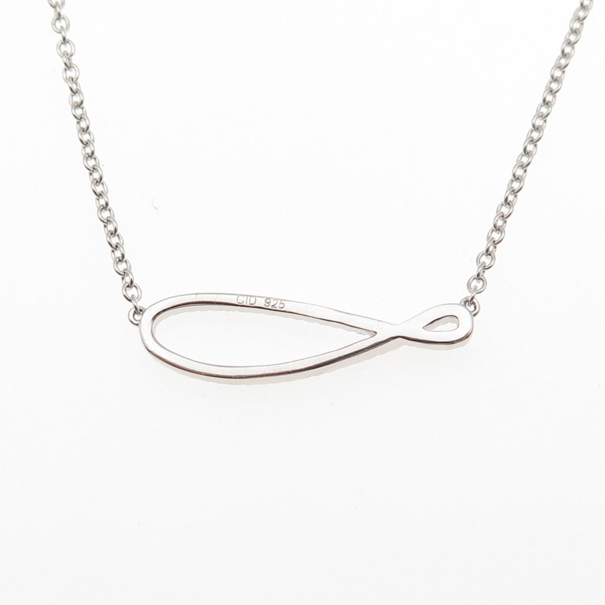 CID Clyde Duneier 925 Sterling Silver Real Diamond Infinity Chain Necklace 18"