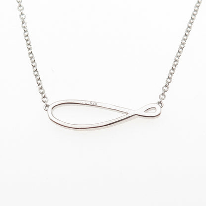 CID Clyde Duneier 925 Sterling Silver Real Diamond Infinity Chain Necklace 18"
