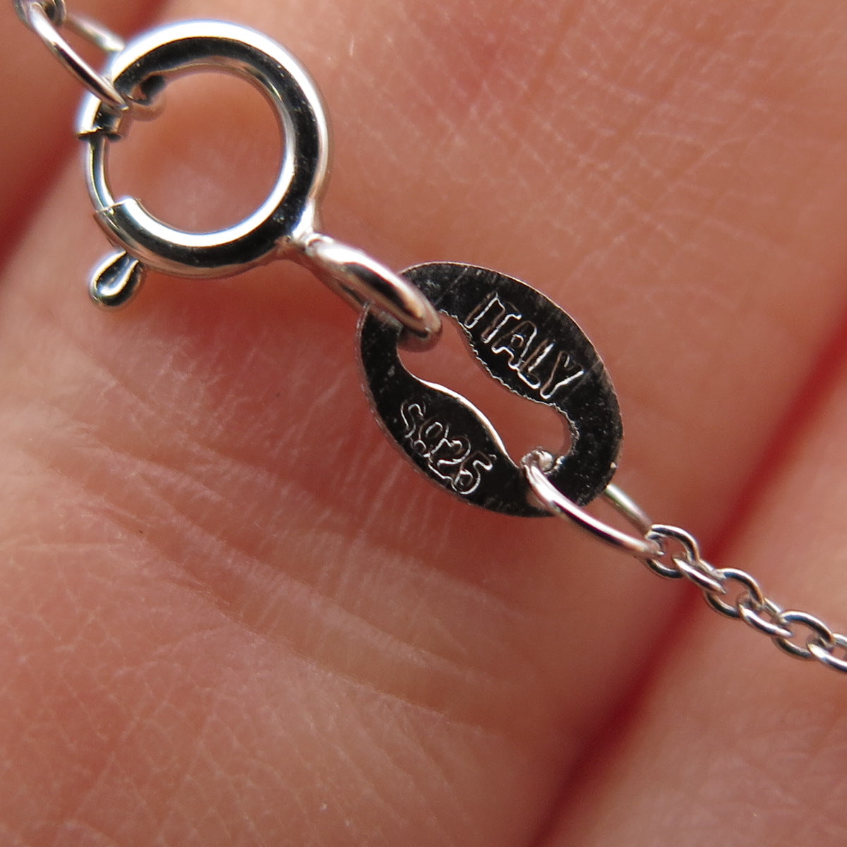 925 Sterling Silver Italy Round-Cut Blue & White C Z Cable Chain Necklace 18"