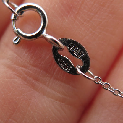 925 Sterling Silver Italy Round-Cut Blue & White C Z Cable Chain Necklace 18"