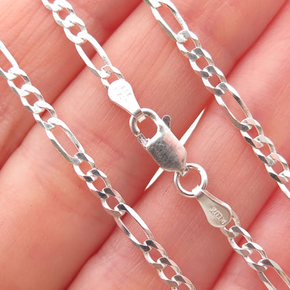 P. Lux 925 Sterling Silver Italy Figaro Chain Necklace 22"