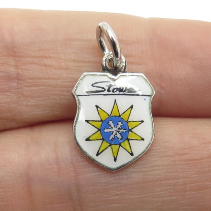 925 Sterling Silver Vintage Germany Enamel "Stowe" Coat of Arms Charm Pendant