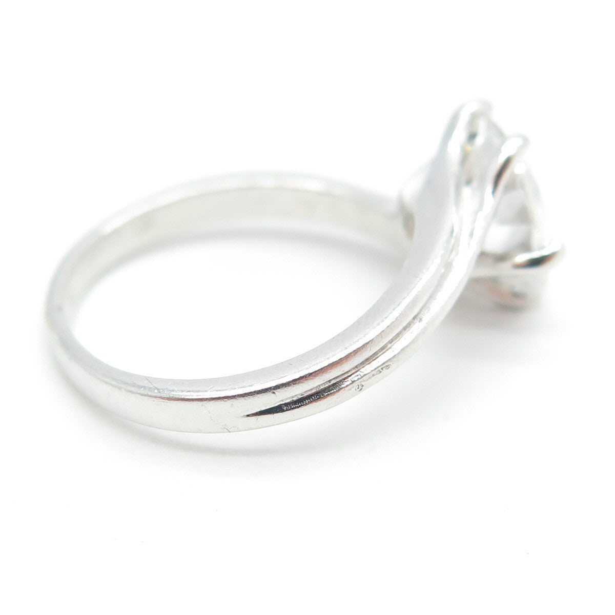 925 Sterling Silver Vintage Round-Cut C Z Engagement Ring Size 5.75