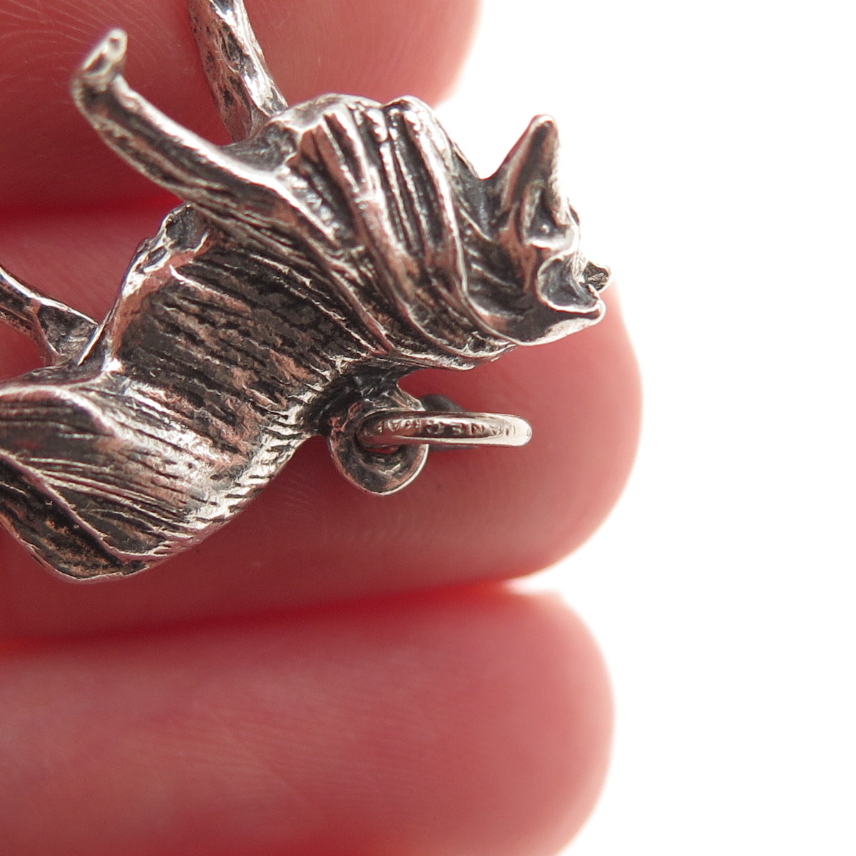 Danecraft 925 Sterling Silver Vintage Border Collie Oxidized 3D Charm Pendant