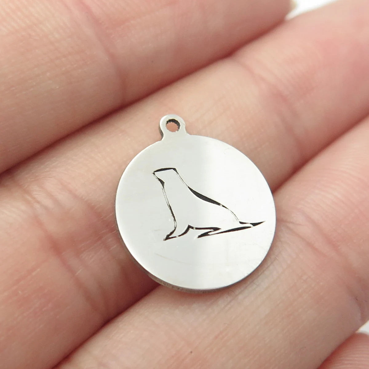 925 Sterling Silver USA Two In Town Sea Calf Charm Pendant