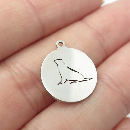 925 Sterling Silver USA Two In Town Sea Calf Charm Pendant