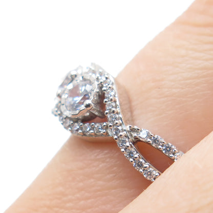 925 Sterling Silver Round-Cut C Z Infinity Twisted Promise Ring Size 7
