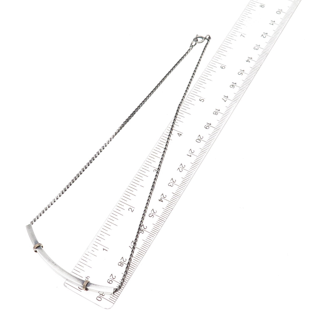 925 Sterling Silver 2-Tone Vintage Bar S-Shape Chain Necklace 16"