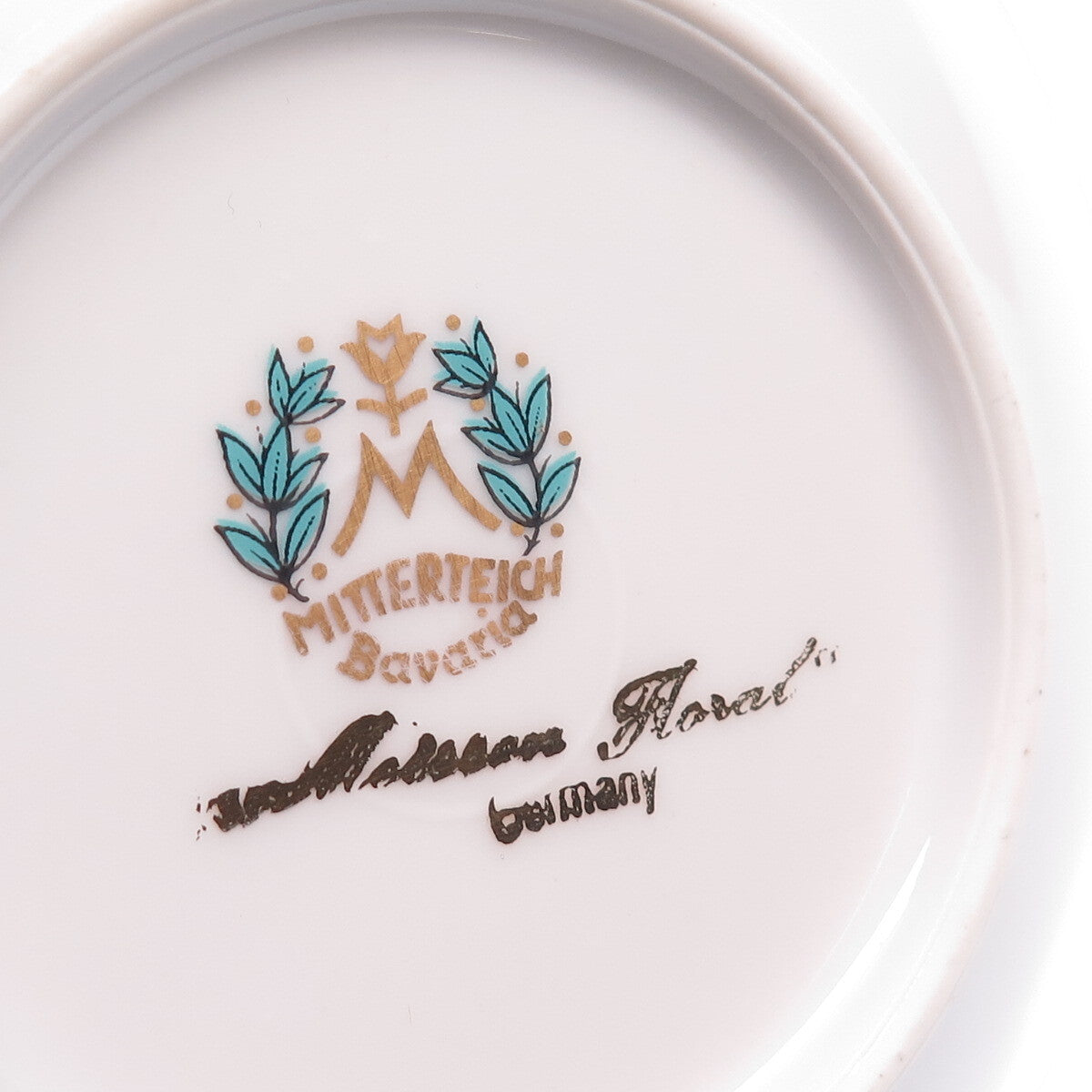 MITTERTEICH BAVARIA Antique SET of 2 "Meissen Floral" Porcelain Cabinet Plates