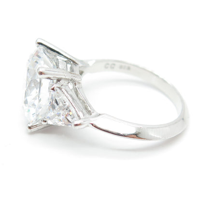 925 Sterling Silver Round & Triangle-Cut Shaped C Z Ring Size 7