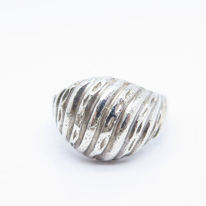 925 Sterling Silver Vintage Ribbed Ring Size 7.75