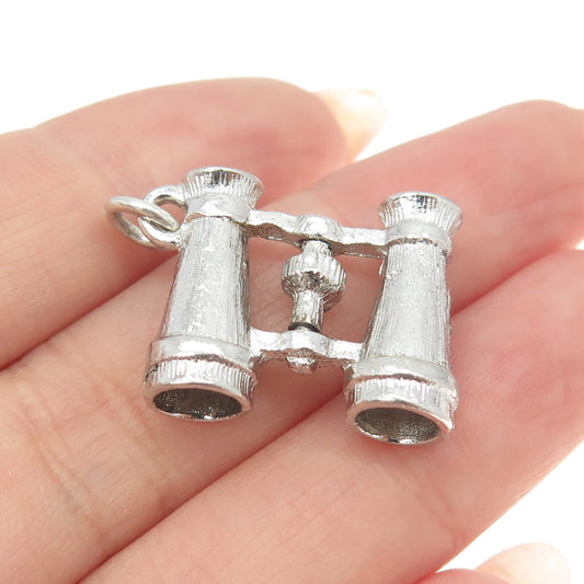 925 Sterling Silver Antique Art Deco Binoculars 3D Charm Pendant