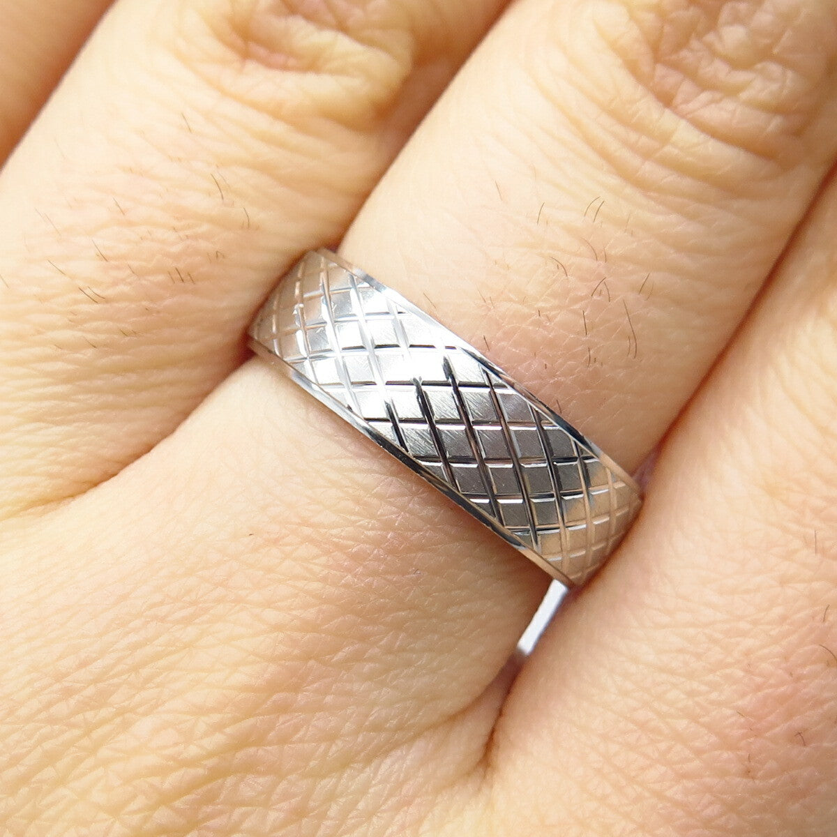 925 Sterling Silver Cage Band Ring Size 6.75