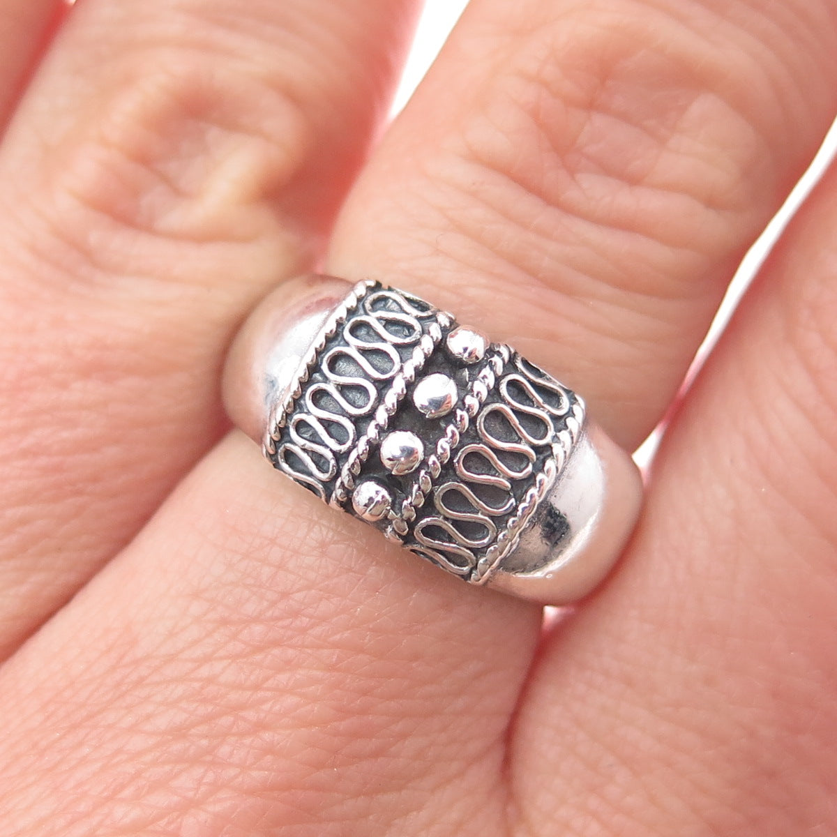 CHARLES WINSTON 925 Sterling Silver Vintage Modernist Swirl Ring Size 7.25