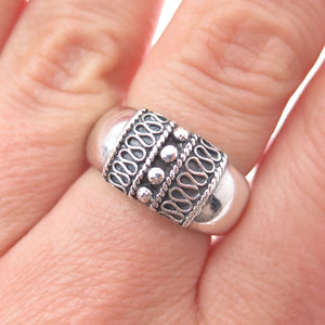 CHARLES WINSTON 925 Sterling Silver Vintage Modernist Swirl Ring Size 7.25