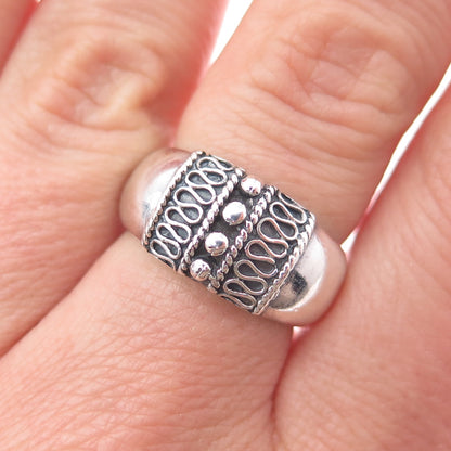 CHARLES WINSTON 925 Sterling Silver Vintage Modernist Swirl Ring Size 7.25