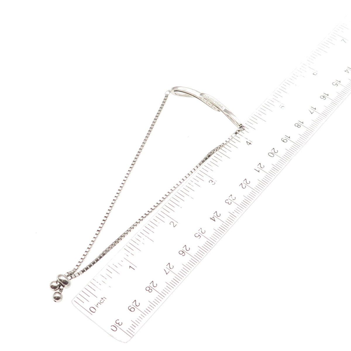 925 Sterling Silver Real White Topaz Adjustable Box Link Bolo Bracelet 7-9.5"