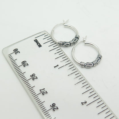 HAN 925 Sterling Silver Roped Hoop Earrings