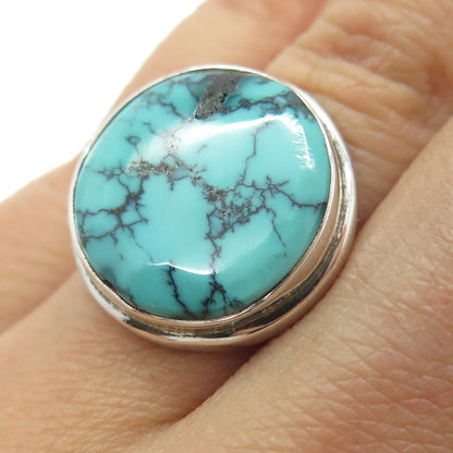 925 Sterling Silver Vintage Real Kingman Turquoise Gemstone Ring Size 6.25