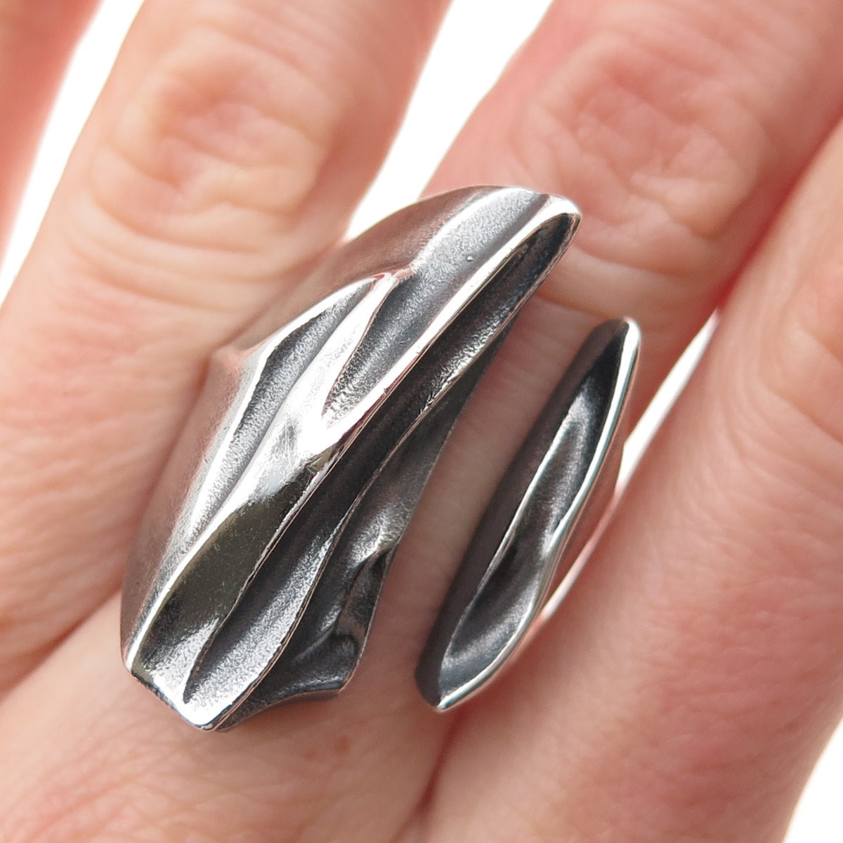 LAPPONIA 925 Sterling Vintage 1979 Finland Modernist Adjustable Ring Size 6.25