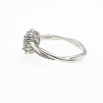 925 Sterling Silver Round-Cut C Z Engagement Ring Size 7