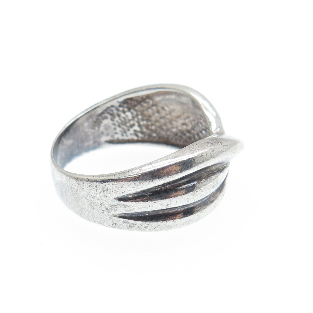 925 Sterling Silver Vintage Modernist Twisted Oxidized Ring Size 8.25