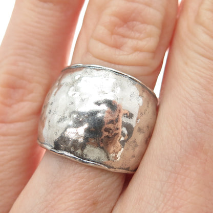 DIDAE 925 Sterling Silver Vintage Israel Hammered Oxidized Ring Size 5.25
