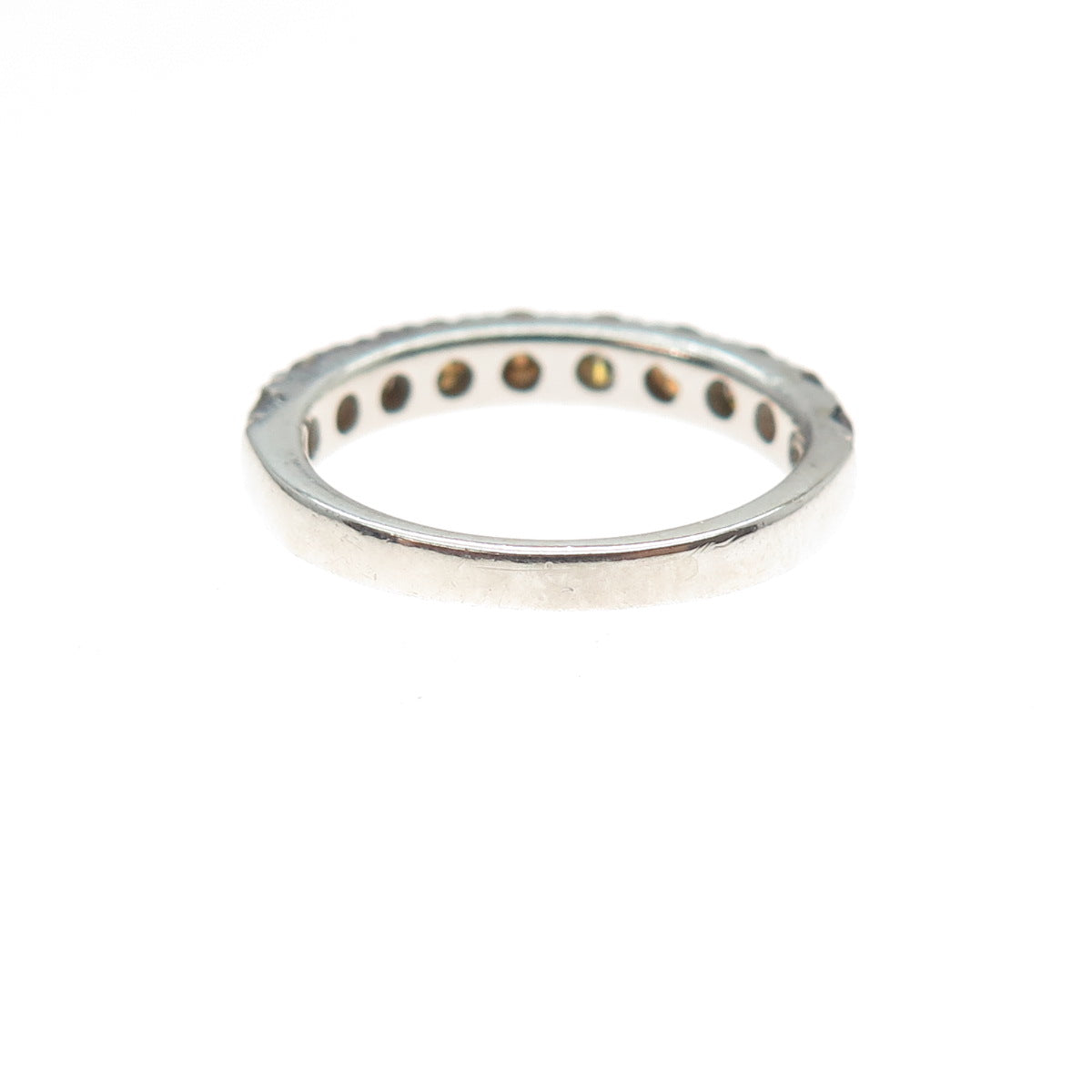 925 Sterling Silver Real Round-Cut Cognac Diamond Half Eternity Ring Size 5