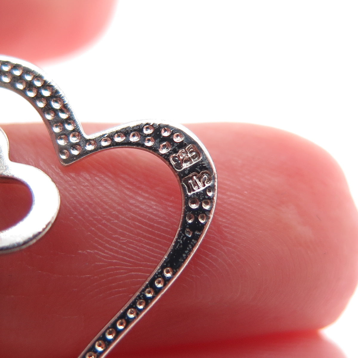 CHARLES WINSTON 925 Sterling Silver Round-Cut C Z Heart Charm Pendant