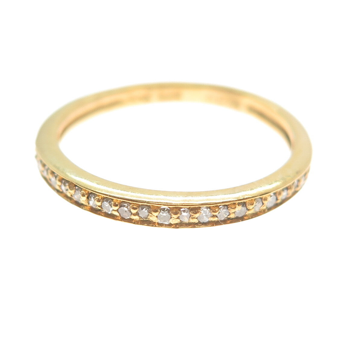 925 Sterling Silver Gold Plated Real Round-Cut Diamond Eternity Ring Size 6.75