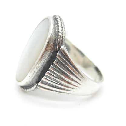 Old Pawn 925 Sterling Silver Vintage Southwestern Real MOP Tribal Ring Size 5.75