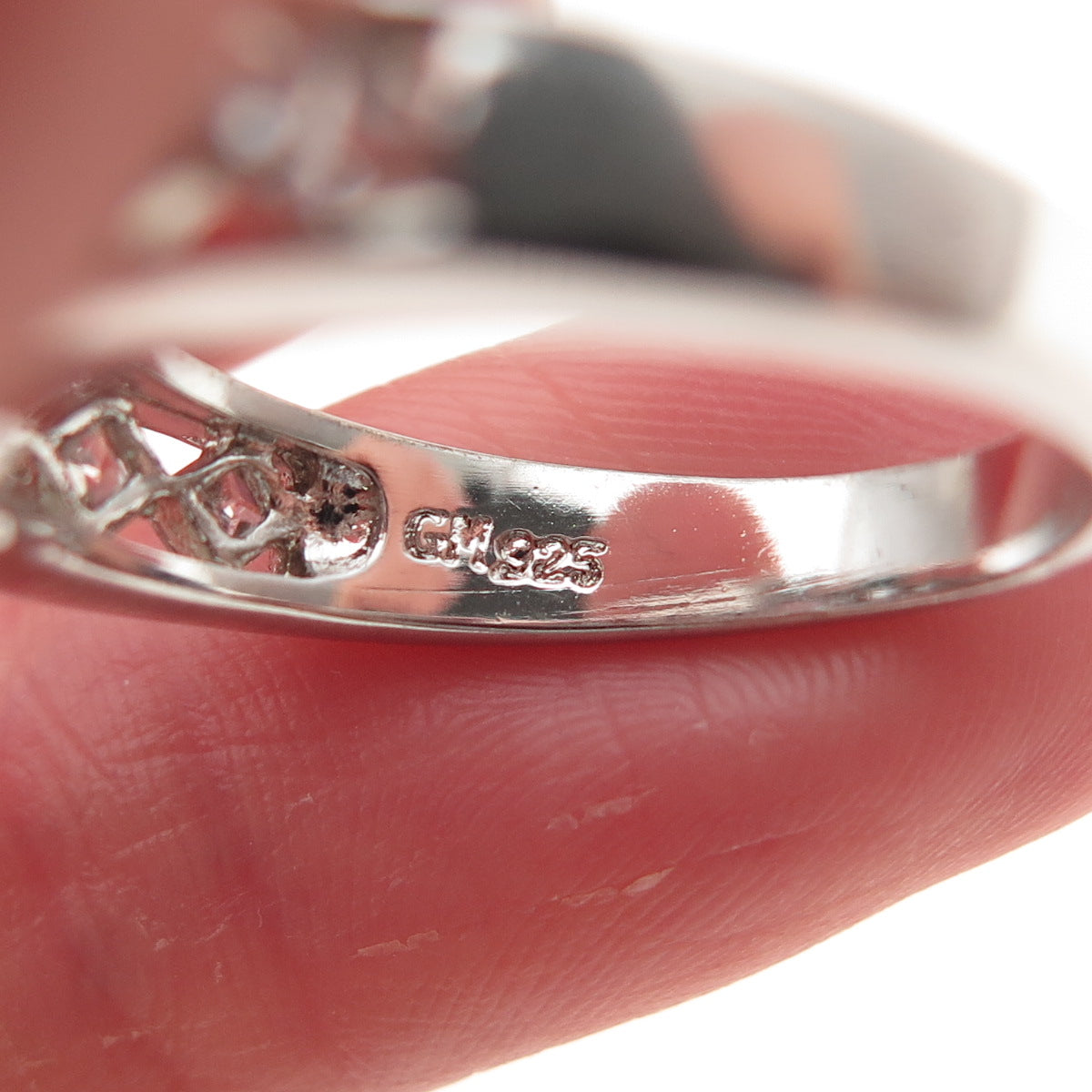 925 Sterling Silver Round & Princess-Cut C Z Engagement Ring Size 9
